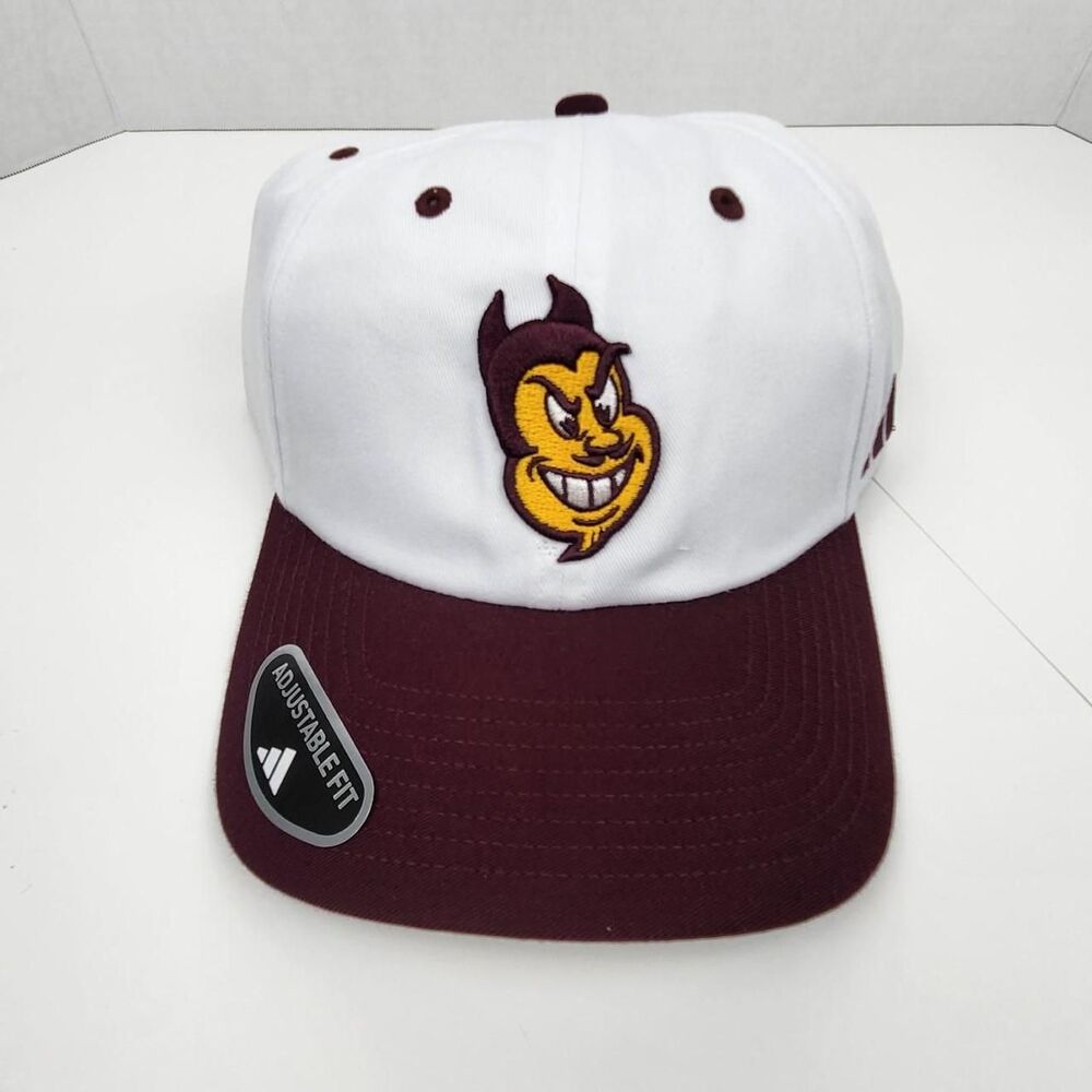Adidas Men's White and Burgundy Hat